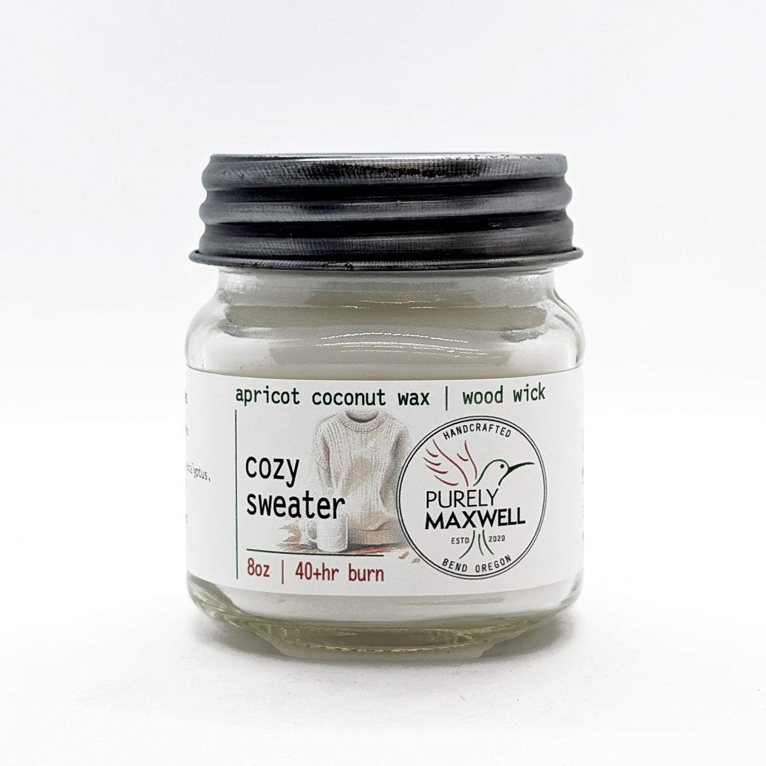 Cozy Sweater | Mason Jar Wood Wick Candle