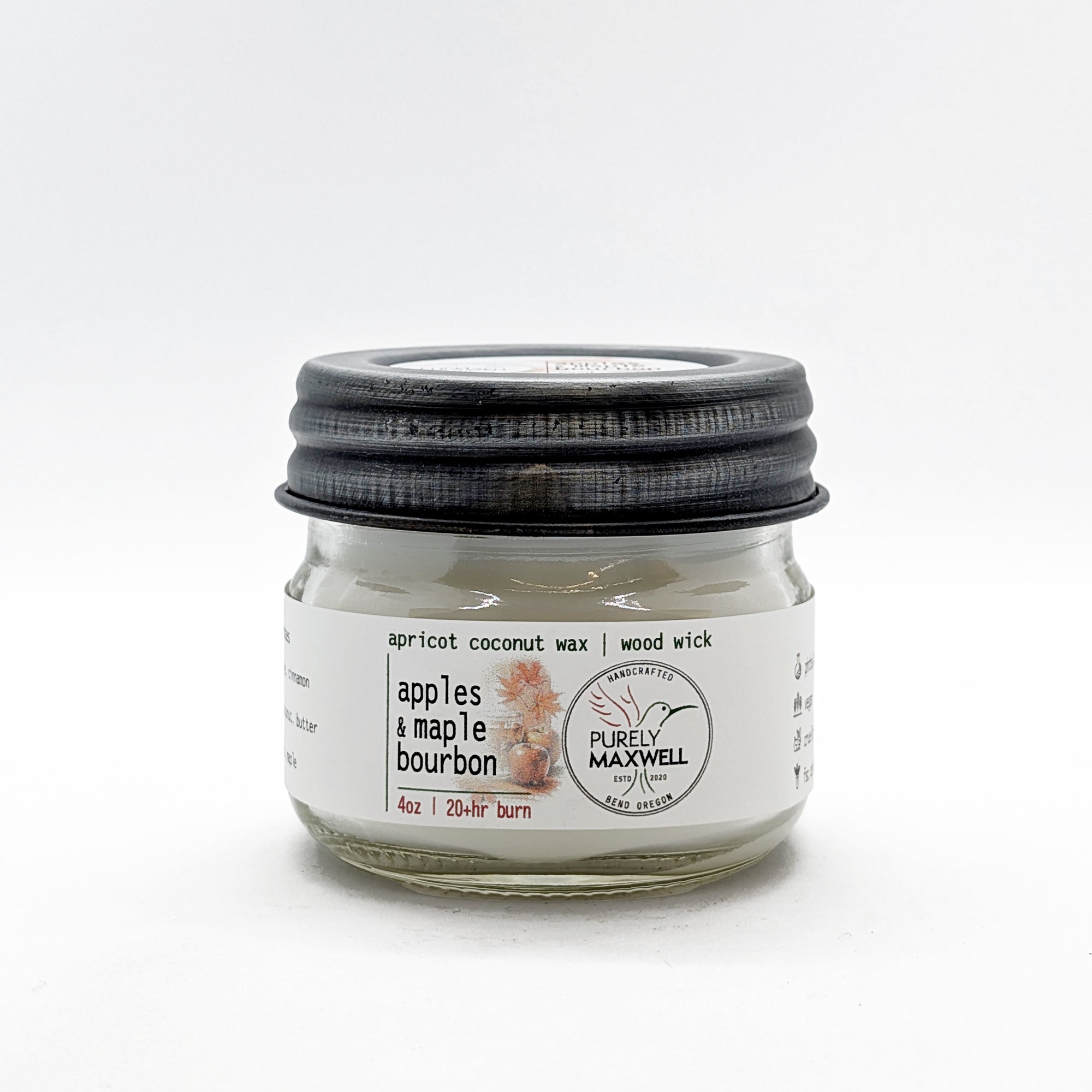 Apples and Maple Bourbon | Mason Jar Wood Wick Candle