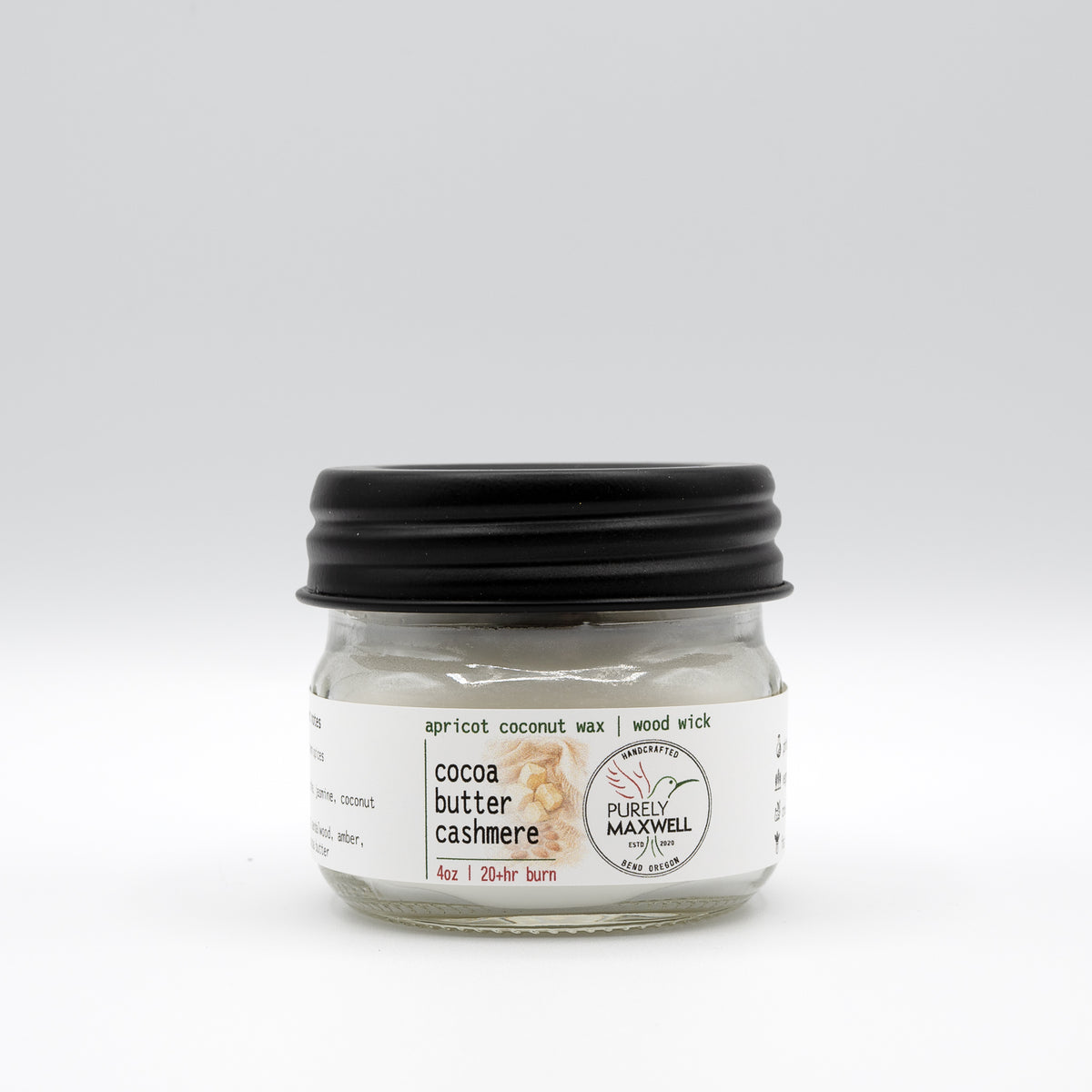 Cocoa Butter Cashmere | Mason Jar Wood Wick Candle