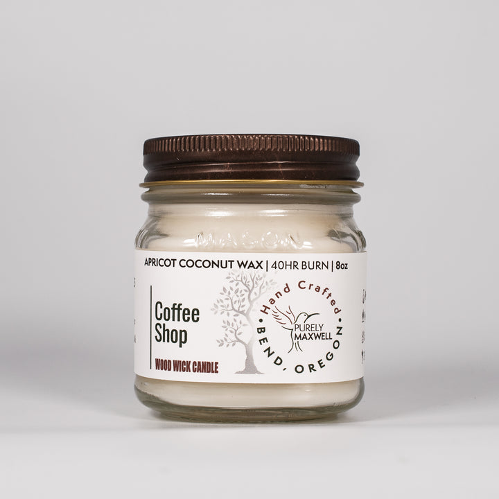 Coffee Shop | Mason Jar Wood Wick Candle - Purely Maxwell LLC