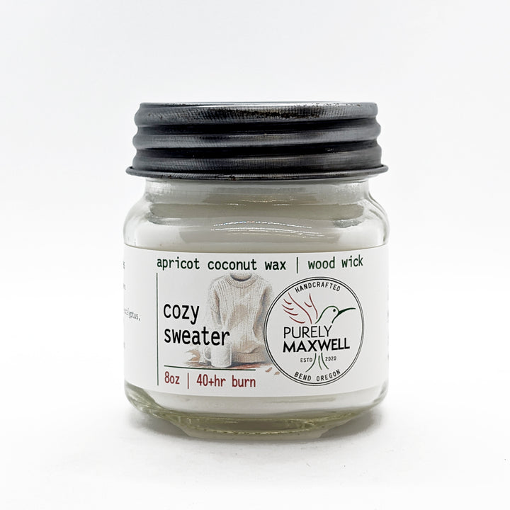 Cozy Sweater | Mason Jar Wood Wick Candle