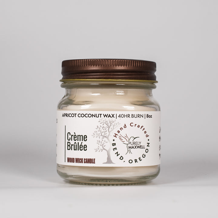 Creme Brulee | Mason Jar Wood Wick Candle - Purely Maxwell LLC