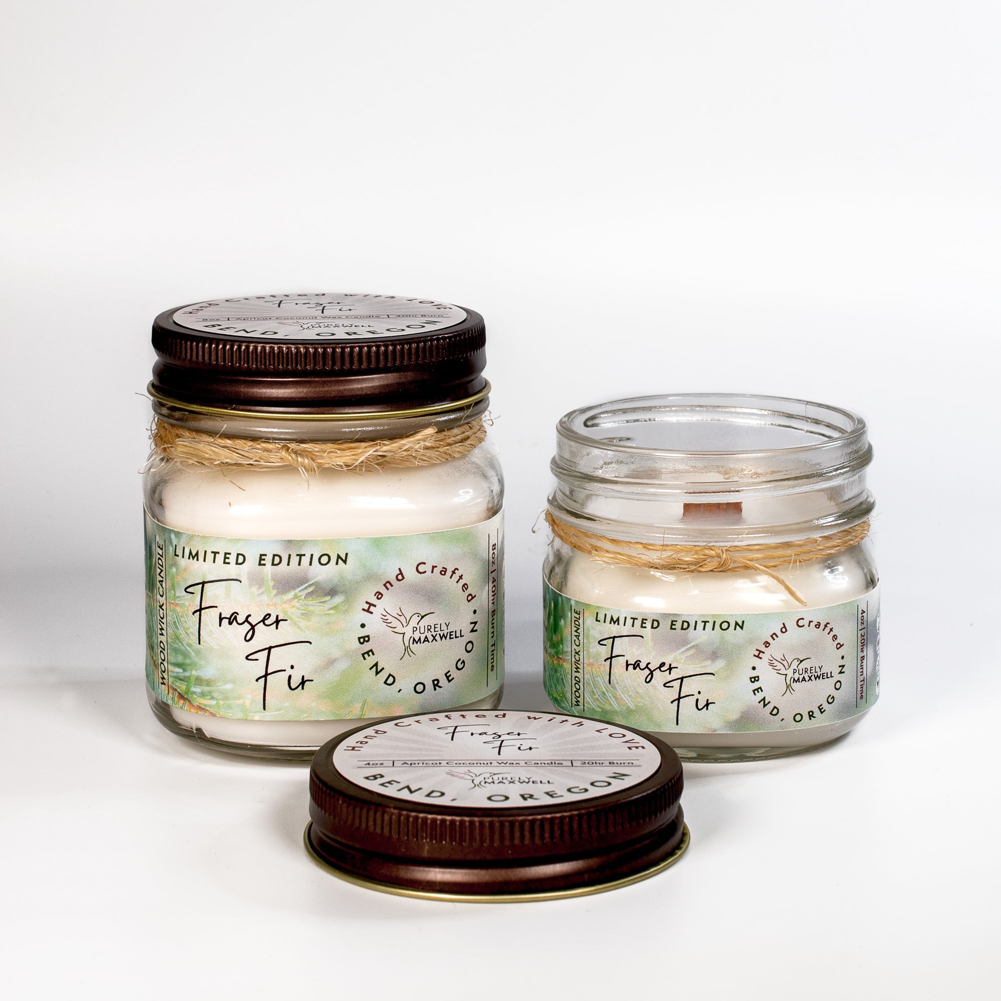 Fraser Fir | Mason Jar Wood Wick Candle - Purely Maxwell LLC
