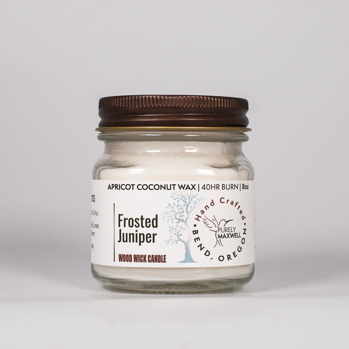 Frosted Juniper | Mason Jar Wood Wick Candle - Purely Maxwell LLC