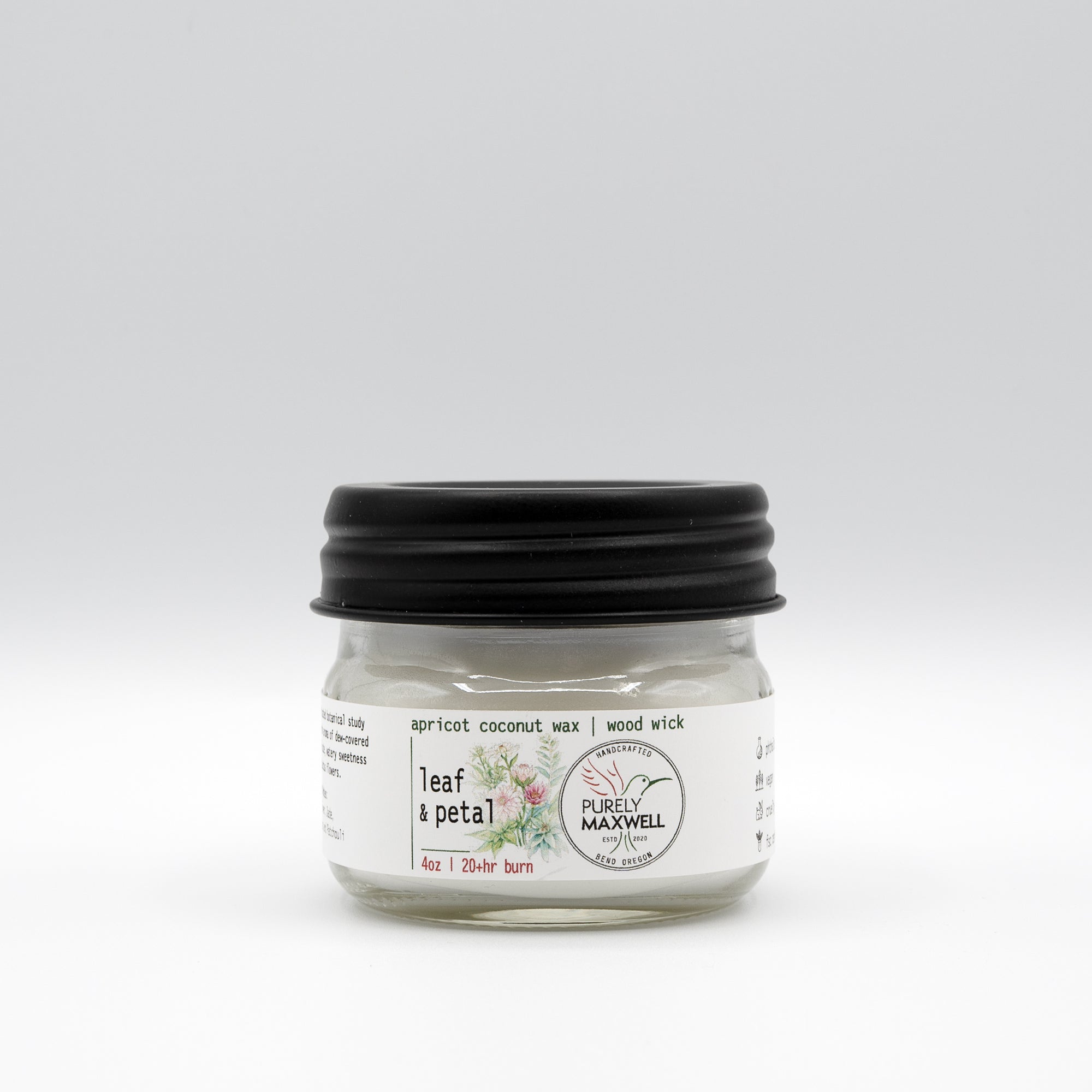 Leaf & Petal | Mason Jar Wood Wick Candle