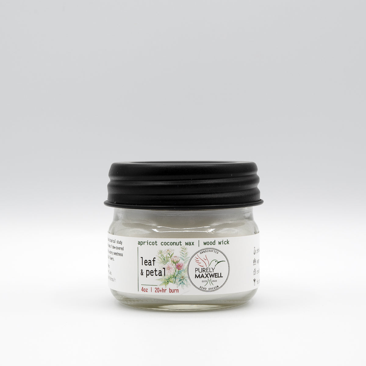 Leaf & Petal | Mason Jar Wood Wick Candle