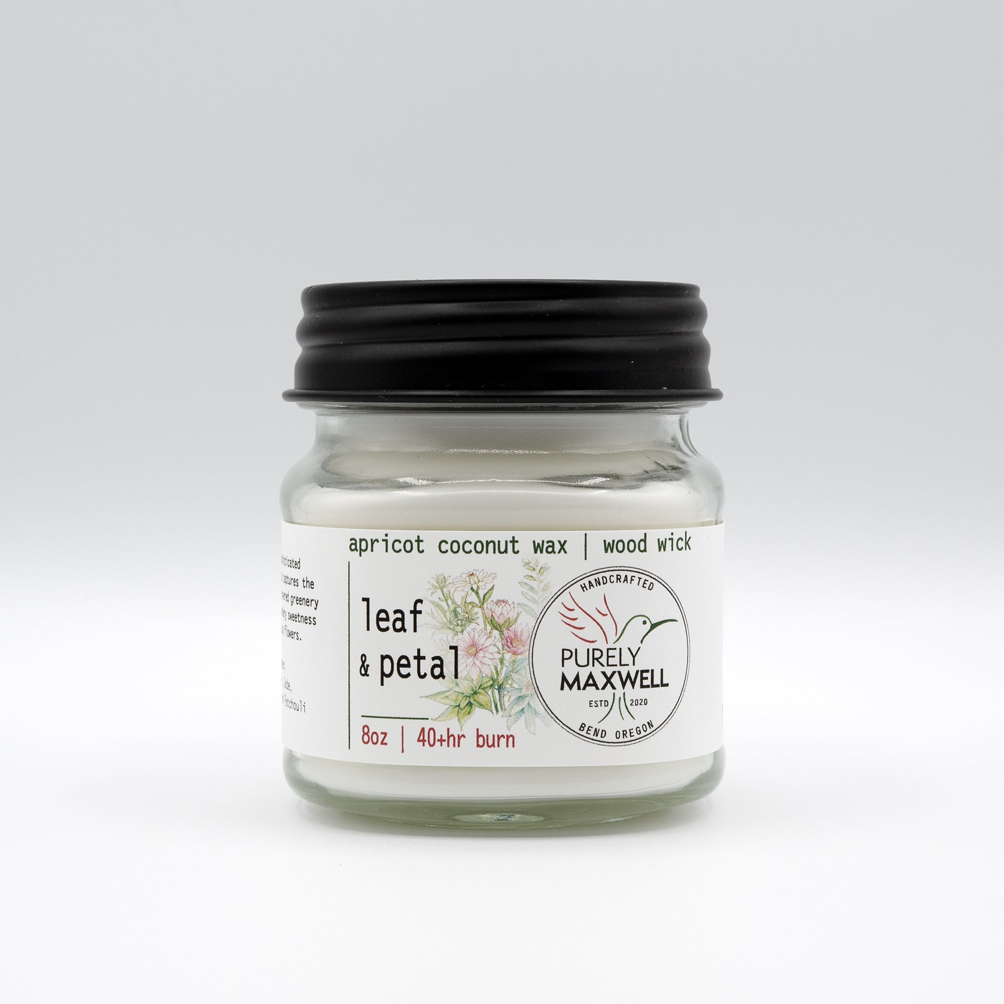 Leaf & Petal | Mason Jar Wood Wick Candle