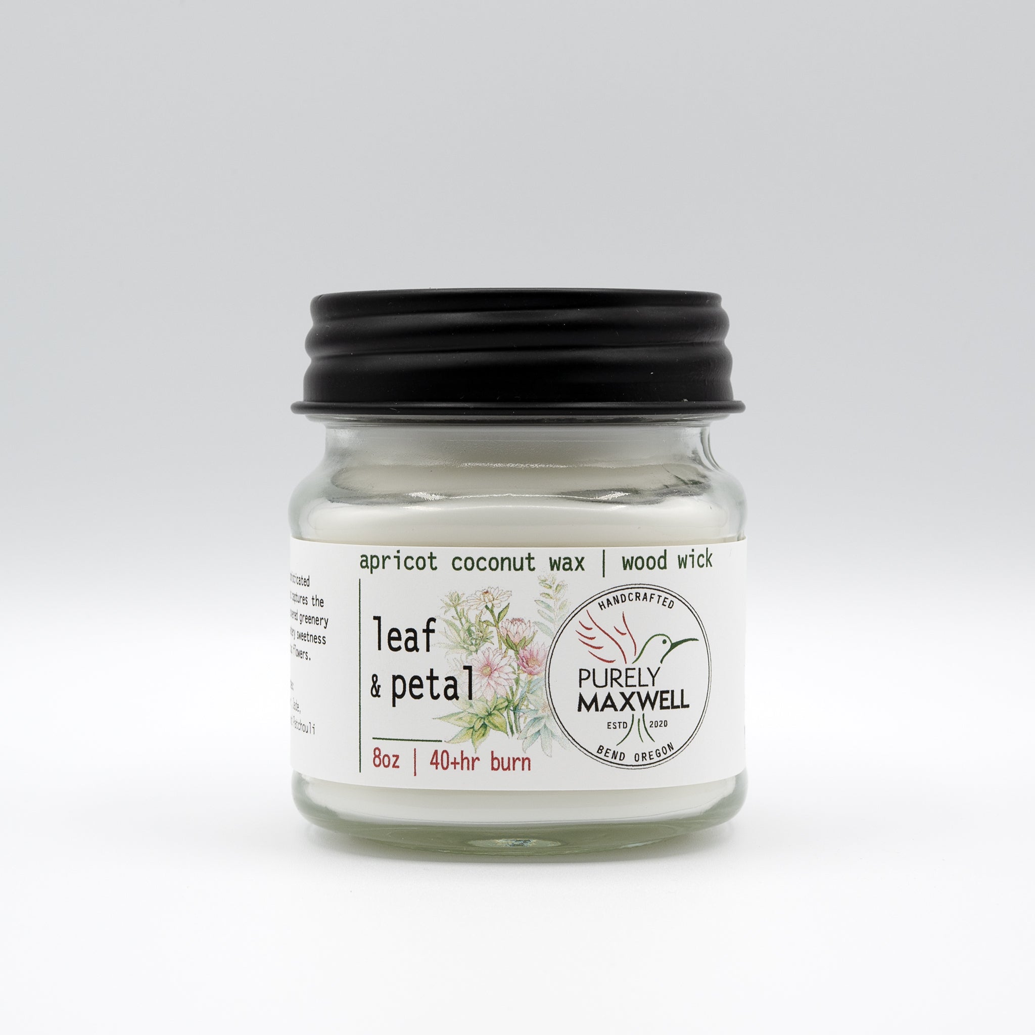 Leaf & Petal | Mason Jar Wood Wick Candle