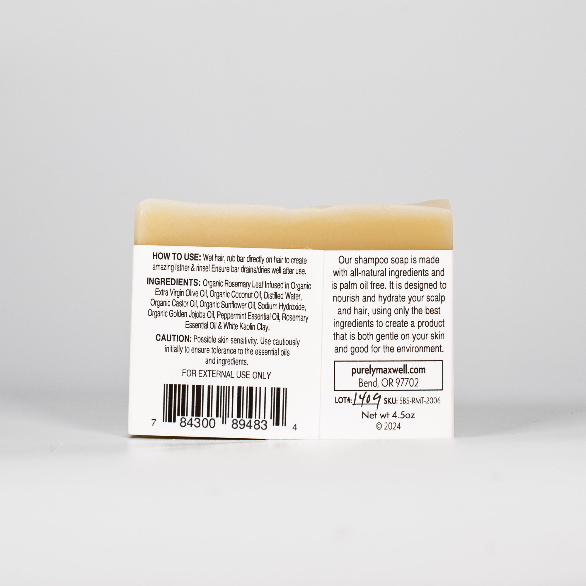 ROSEMARY MINT Shampoo Bar - Purely Maxwell LLC