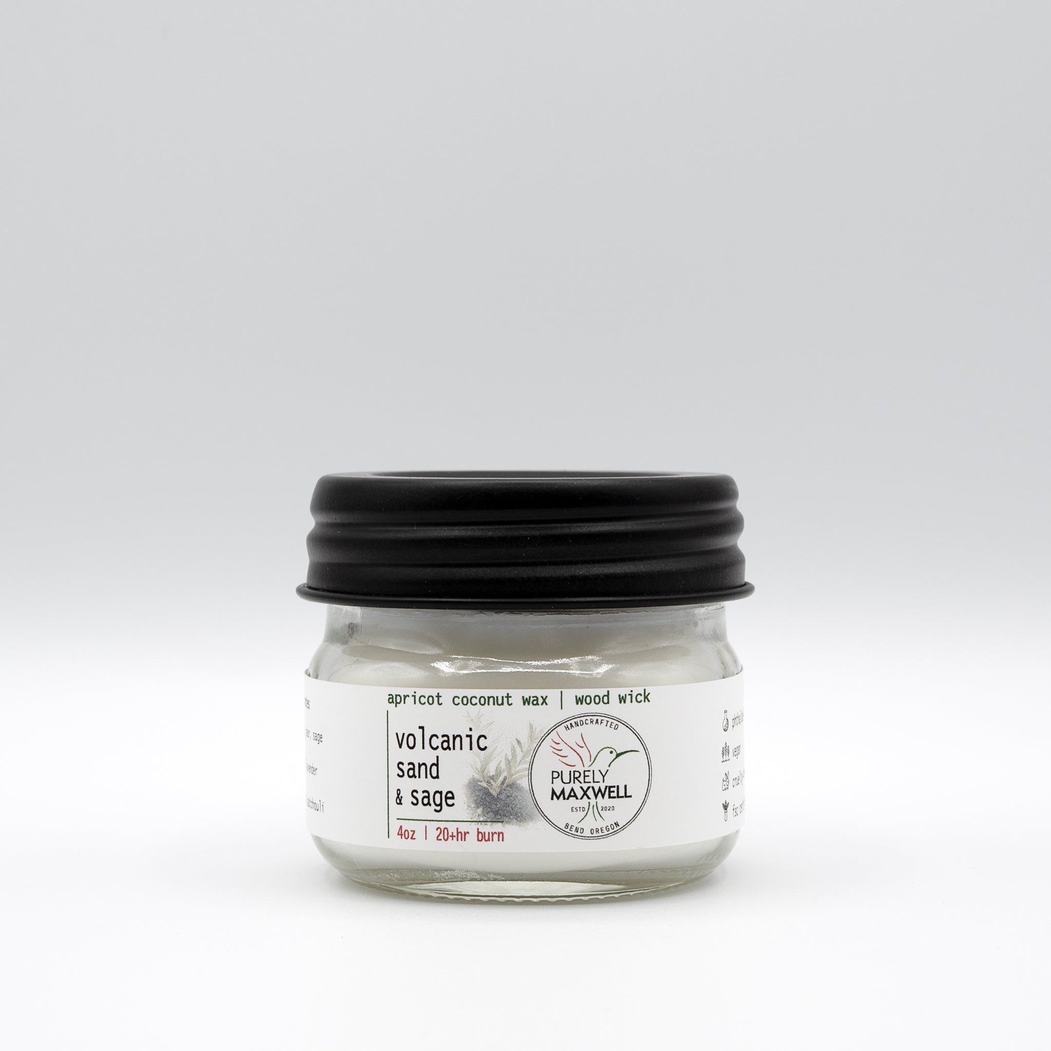 Volcanic Sand & Sage | Mason Jar Wood Wick Candle