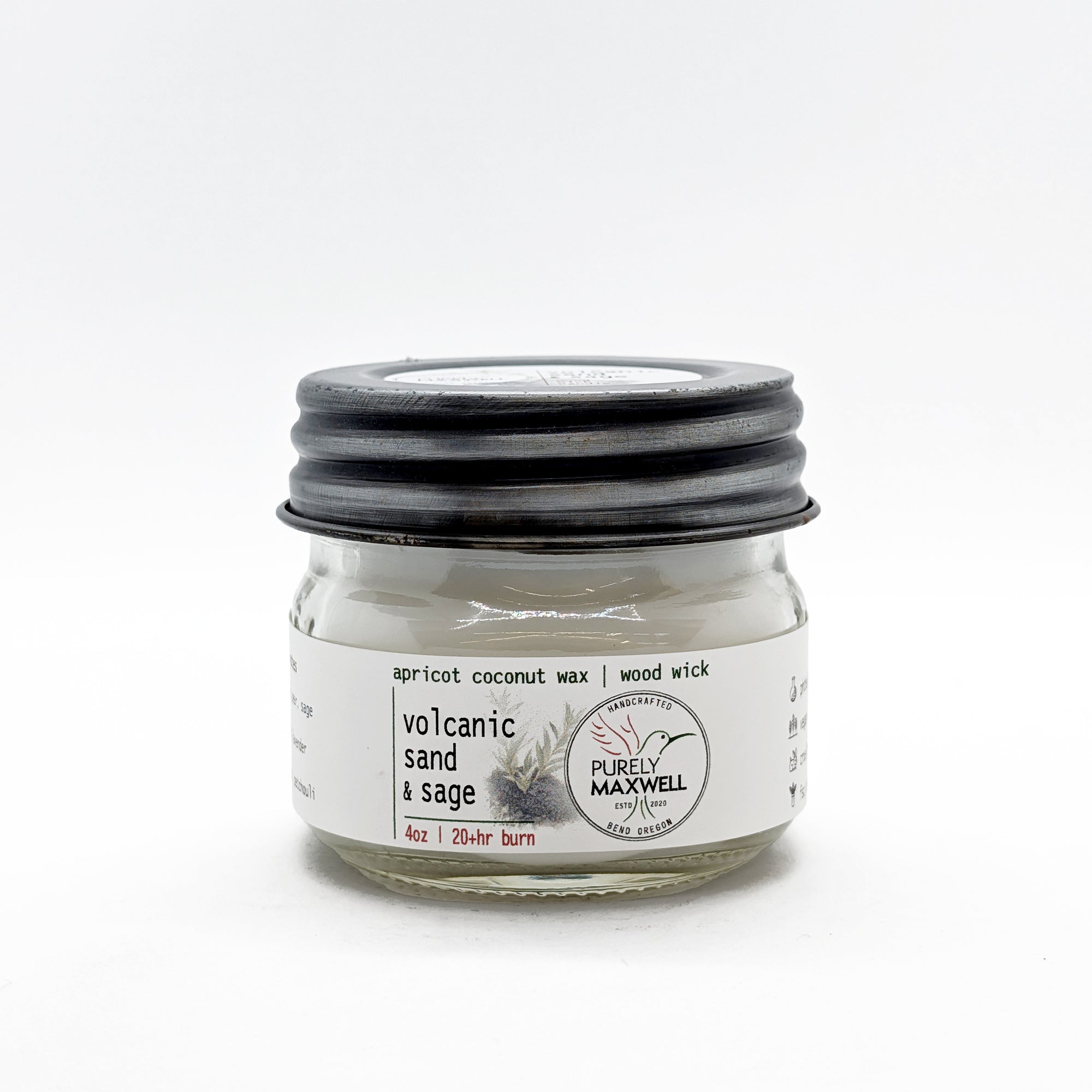 Volcanic Sand & Sage | Mason Jar Wood Wick Candle