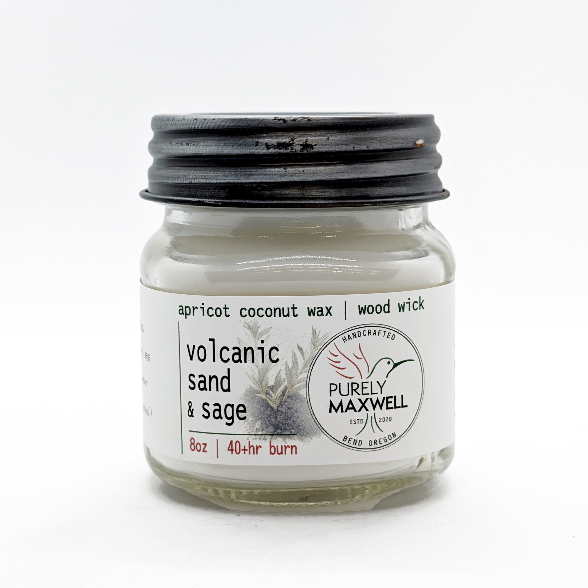 Volcanic Sand & Sage | Mason Jar Wood Wick Candle